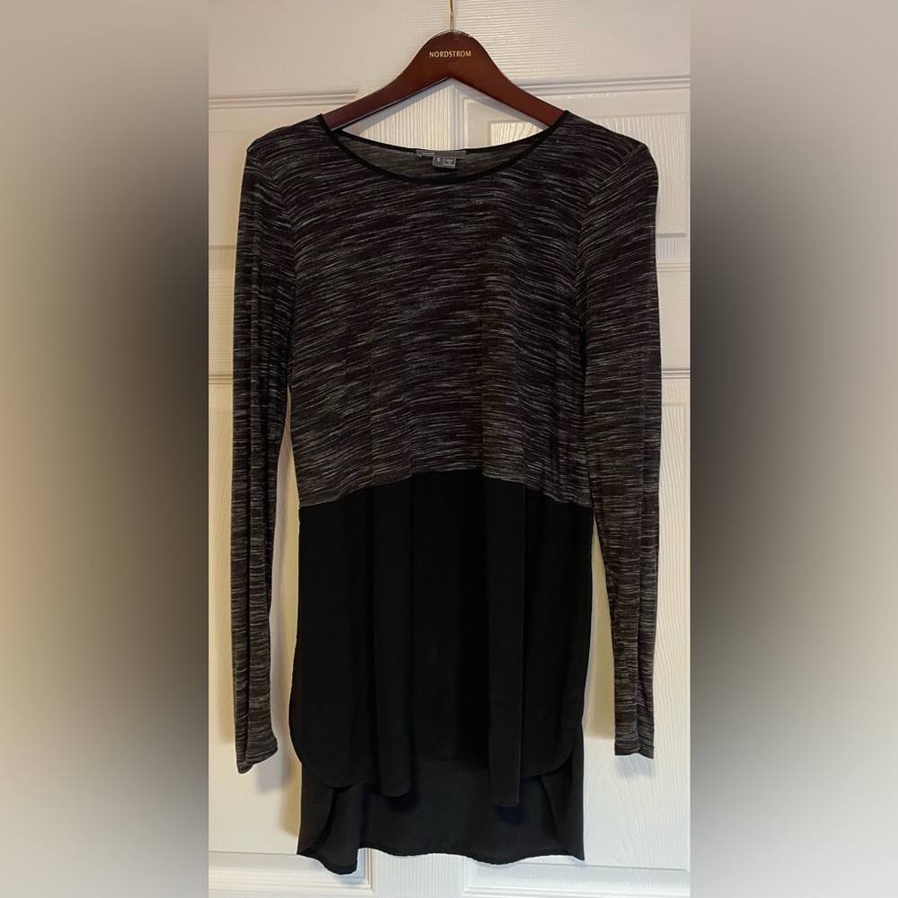 Vince Colorblock Gray/Black Long Sleeve Top. Size Small.